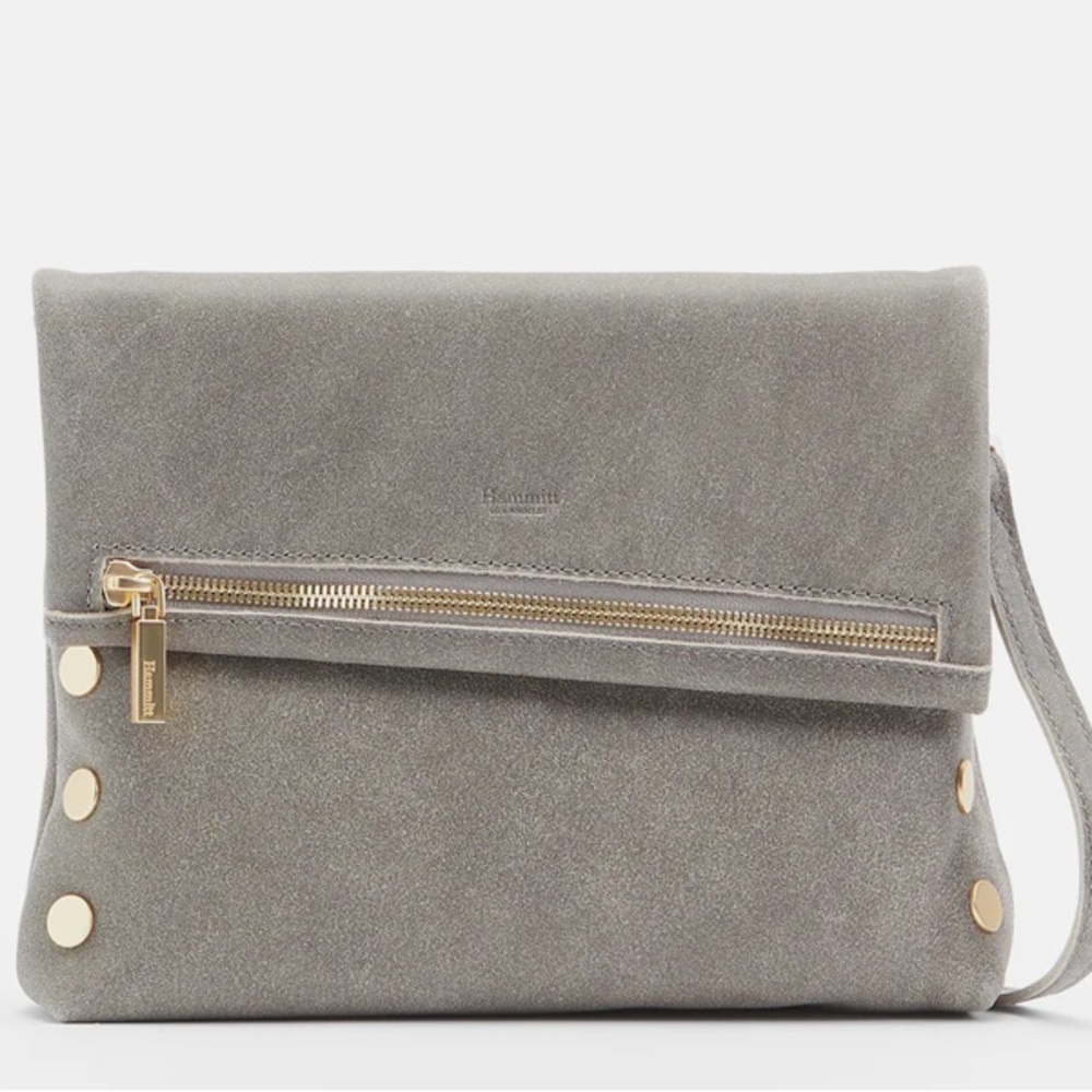Hammit VIP embossed suede leather crossbody in light blue